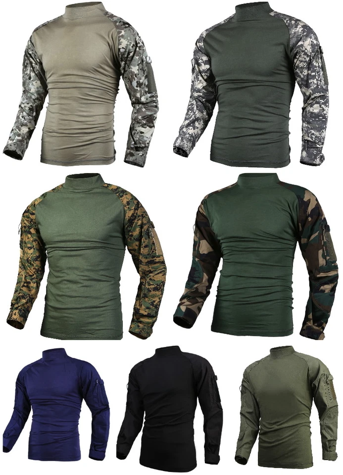 Camisa de combate masculina militar resistente ao calor batalha tática AirSoft - Imagem 2 de 4