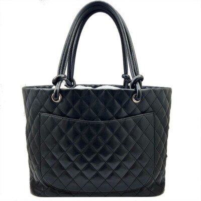 CHANEL Cambon Line Coco Mark Large Tote Bag A25169 Black Lambskin