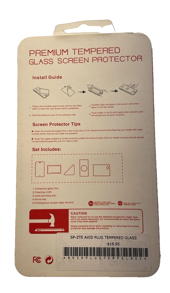 Premium Tempred Glass Screen Protector for ZTE Avid Plus, Clear, SRP $19.95 - Image 2 of 4