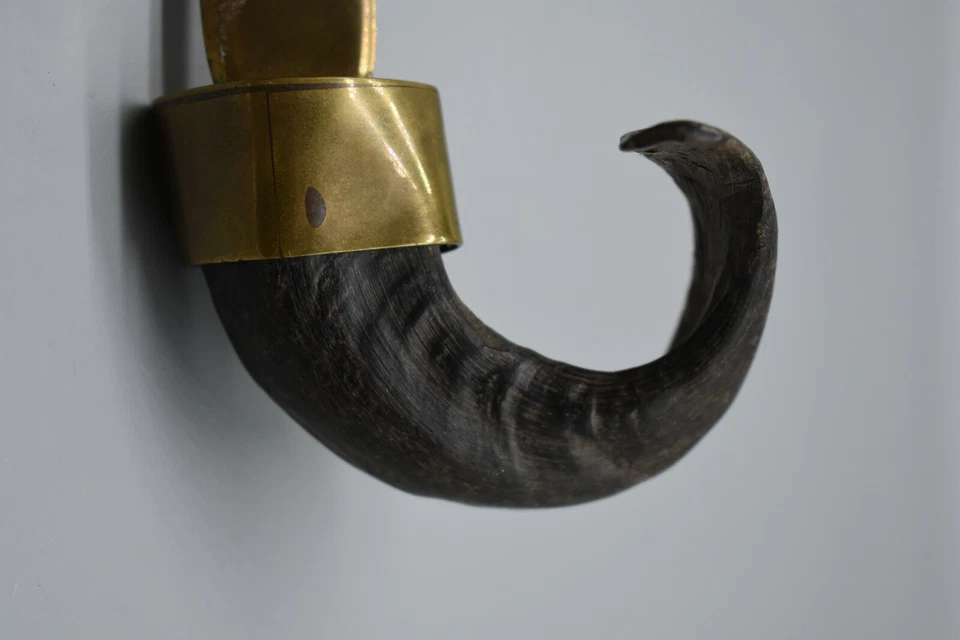 Handmade Sheep Horn Knife, Blade 4" Long, 6 1/2 Total Length, Gold Colored Blade - Image 4 of 4