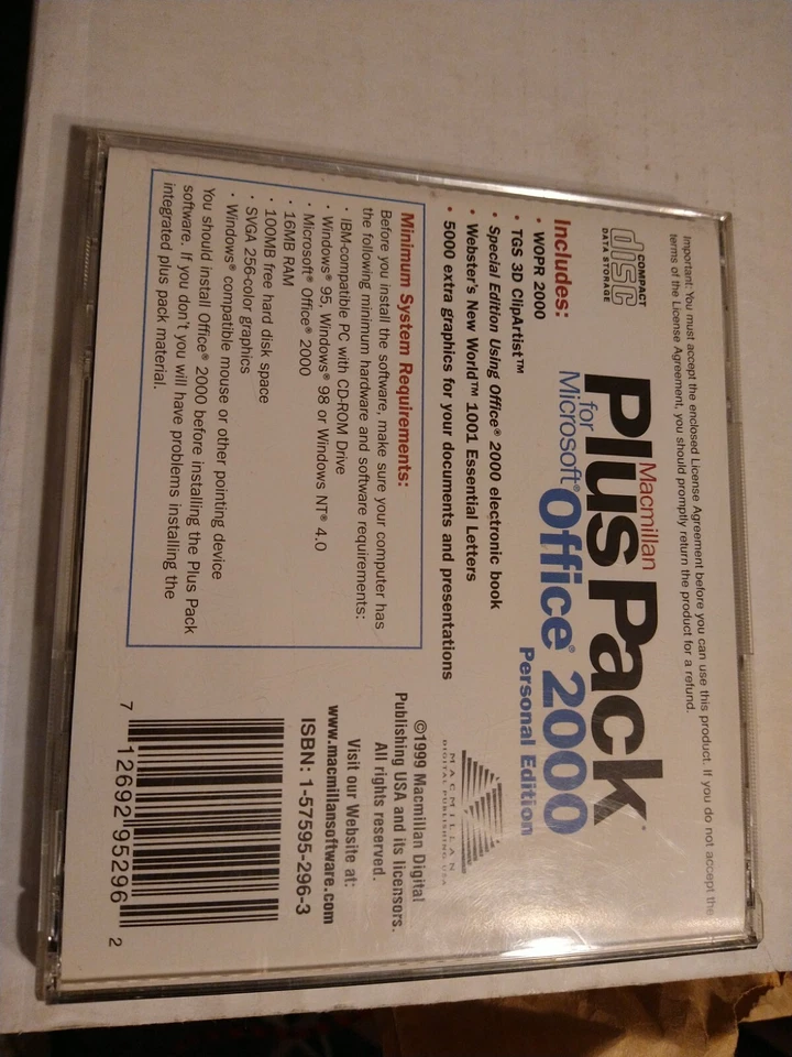 Macmillan Microsoft Office 2000, Plus Pack Windows 95, ,98, 2000, CD-ROM (1999) - Image 4 of 4