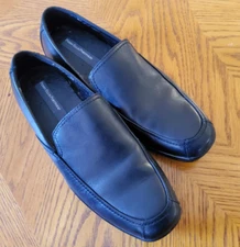 PERRY ELLIS PORTFOLIO SLIP ON CASUAL DRESS SHOES-SIZE 8.5-BLACK-LEATHER UPPERS