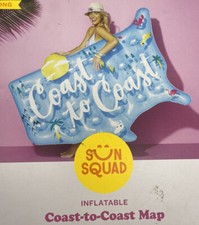 Sun Squad Blue Inflatable Coast to Coast Map 5' 3" Long Pool Float Raft New NIB