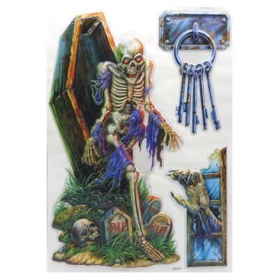 3D HALLOWEEN WANDTATTOO # Wand Dekoration Wandbilder Tattoo Skelett Party Deko
