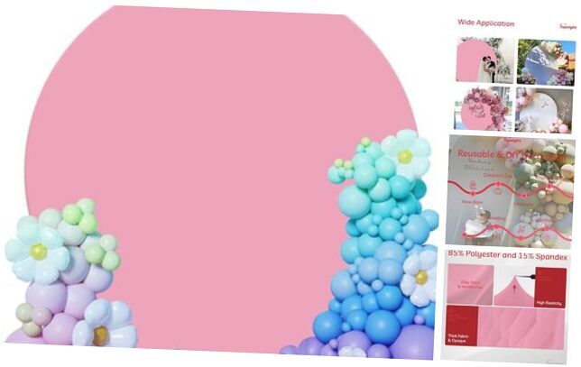 7.2Ft Wedding Round Backdrop Cover Thick Spandex Fabric Circle 7.2Ft*7.2Ft Pink
