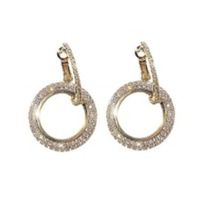 CZ cubic zirconia gold hoop earrings for women