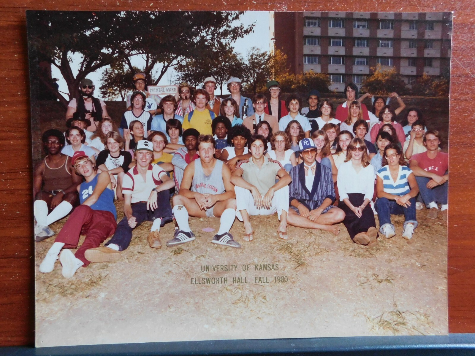 1980 Group Photo University of Kansas Ellsworth Hall student dorm