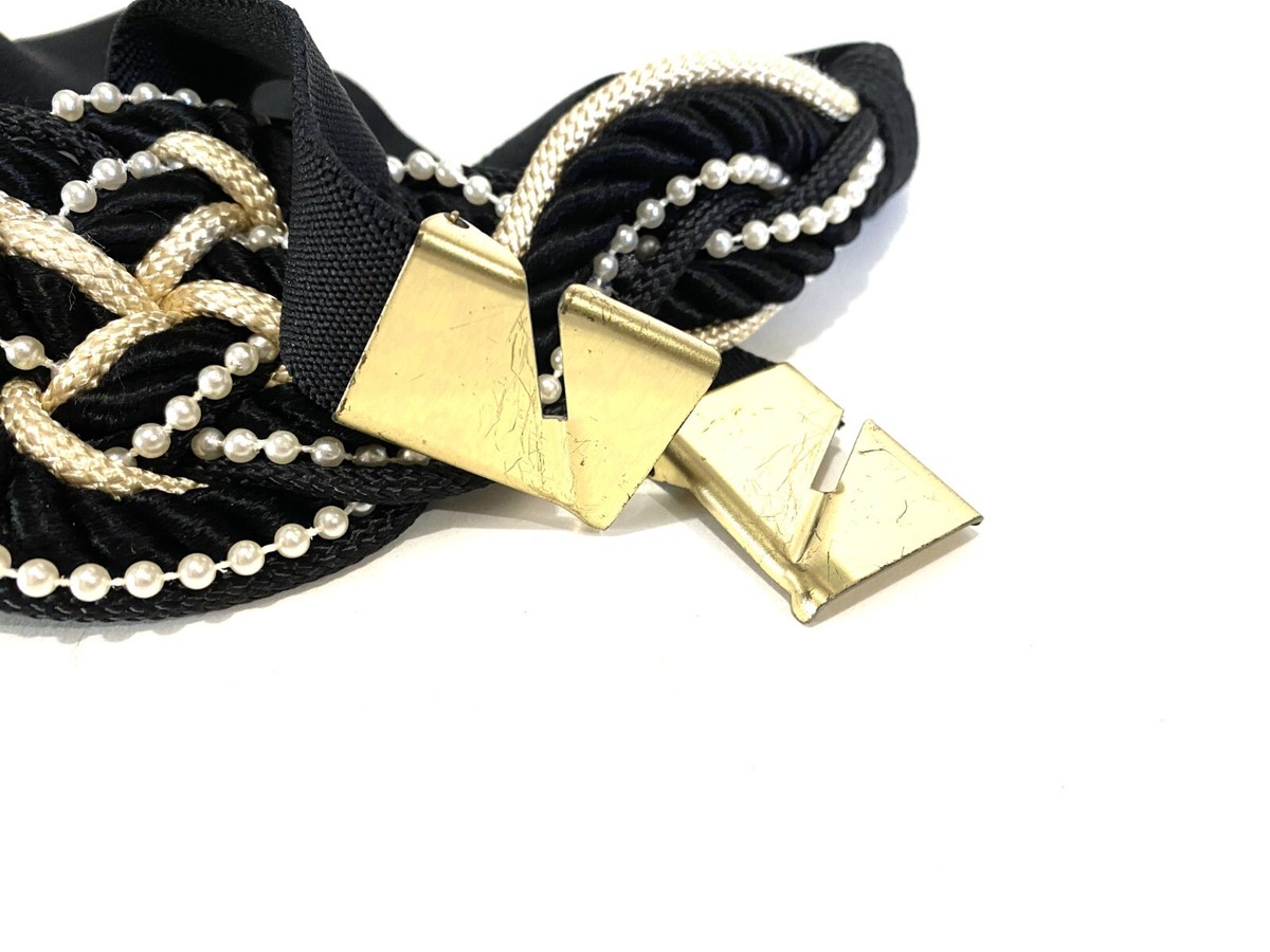 Vintage 1980s Black, White & Gold Belt/Braided Rope Belt  display picture 3