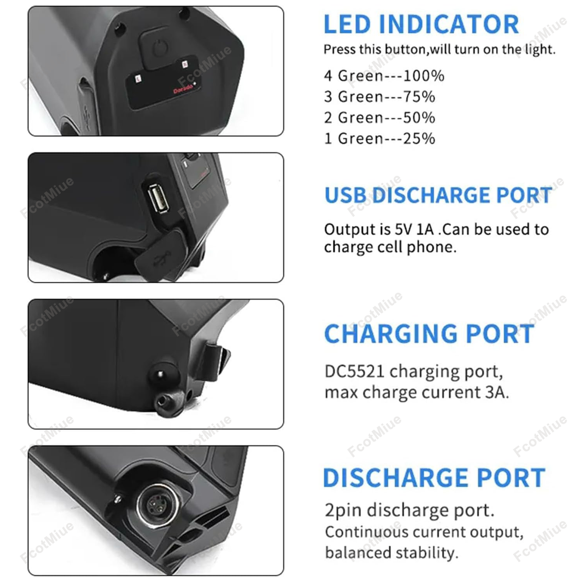 Vhbw Batterie compatible avec Reention Dorado vélo électrique (14,5Ah