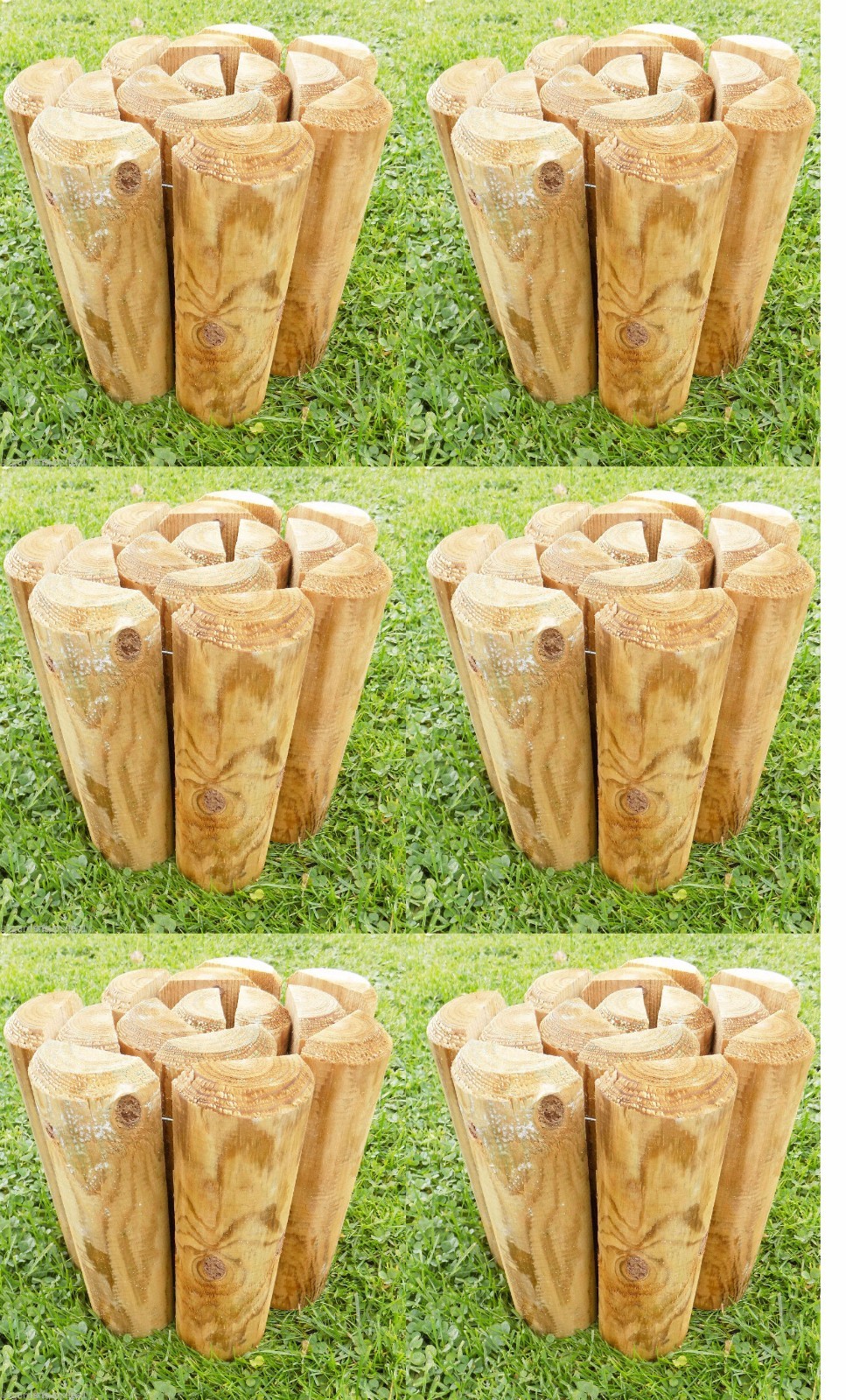 Log Rolls Wooden Edging Landscape Garden Border Lawn Edge 15cm x 100cm Set of 6