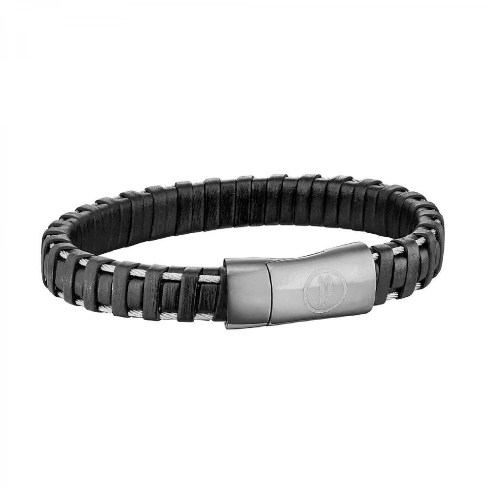POLICE Mens Bracelet SPIRAL PJ.25897BLB/01-L Leather Black Size L