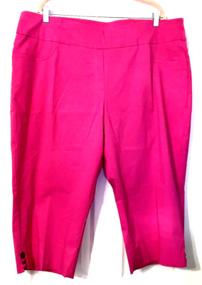 Ruby Rd. Capri Pants w/Ladder Hem Detail Pink/Raspberry Color Plus 16W