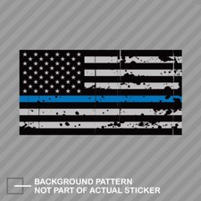Tattered Thin Blue Line Subdued American Flag Sticker Decal Vinyl Law Police USA