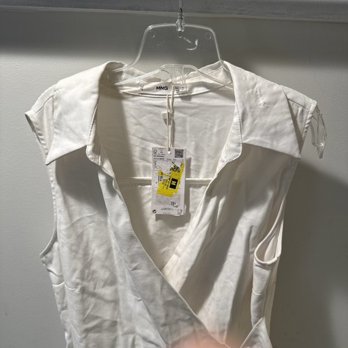 NEW MNG Ivory Sleeveless Button V-neck Midi Dress sz.S - Picture 4 of 12