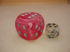 Jumbo 30mm D6 Ghostly Glow Pink Silver Dice Extra Large RPG Tabletop Roleplay