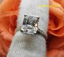 Lab Created 3CT Radiant Cut Diamond Engagement Wedding Ring 14K White Gold Over