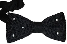 NEW BOW TIE BLACK WHITE POLKA DOT TEXTURED GRENADINE HAND MADE 4.25 W X 2.25 T