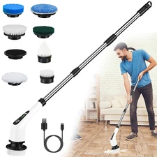 Electric Spin Scrubber Rechargeable Cleaning Brush with 8 Replaceable Brush Head