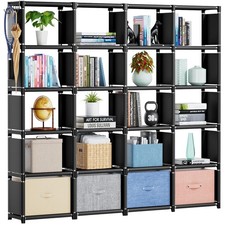 Mavivegue Book Shelf, 20 Cube Storage Organizer, DIY Bookcase, 20-Grid, Black