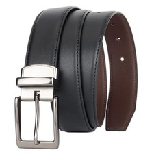 Reversible Leather Belt for Men --Tone Design with Rotated Buckle for Dress C...