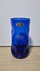 Blenko Cobalt Blue Smooth Finish Dimple Glass Handblown Drinking Tumbler 6"