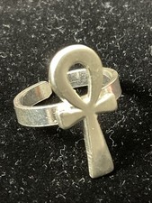 Hand Made Ankh Key to life  longevity Solid SilverEgyptian Ring Adjustable