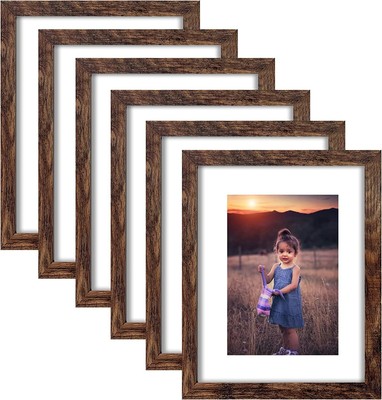 11x14 Picture Frame Rustic Brown Wood Set of 11X14-6PCS, 