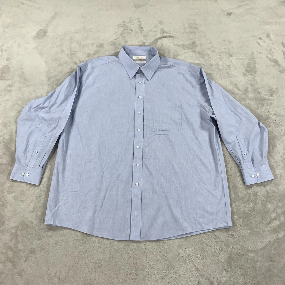 Roundtree & Yorke Gold Label Mens 18.5-34/35 BIG Solid Blue Non Iron Ez Wash - Image 2 of 4