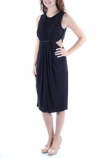 CATHERINE Womens Black Sleeveless V Neck Below The Knee Dress Size: 2