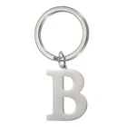 Initial Letter Keychain, Men Women A-Z Key Ring, Silver (Letter B)