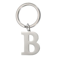 Initial Letter Keychain, Men Women A-Z Key Ring, Silver Letter B 