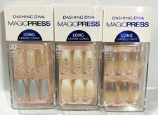 New Dashing Diva Manicure Nails Glitter French 3 Sets No Glue Magic Press On