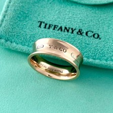 Anello largo Tiffany & Co.1837 metallo oro rubedo "7,25 autentico con scatola sacchetto buono