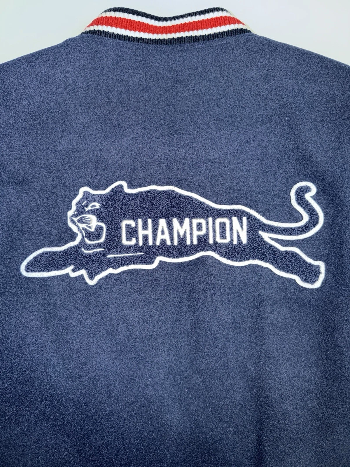 Champion Men's Mixed Media Varsity Bomber Jacket Navy Brown (LARGE) CH5RP290 🐅 image 5