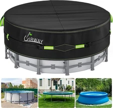 14 Ft round Pool Cover with Reflective Strips, Swimming Pool Cover for above Gro