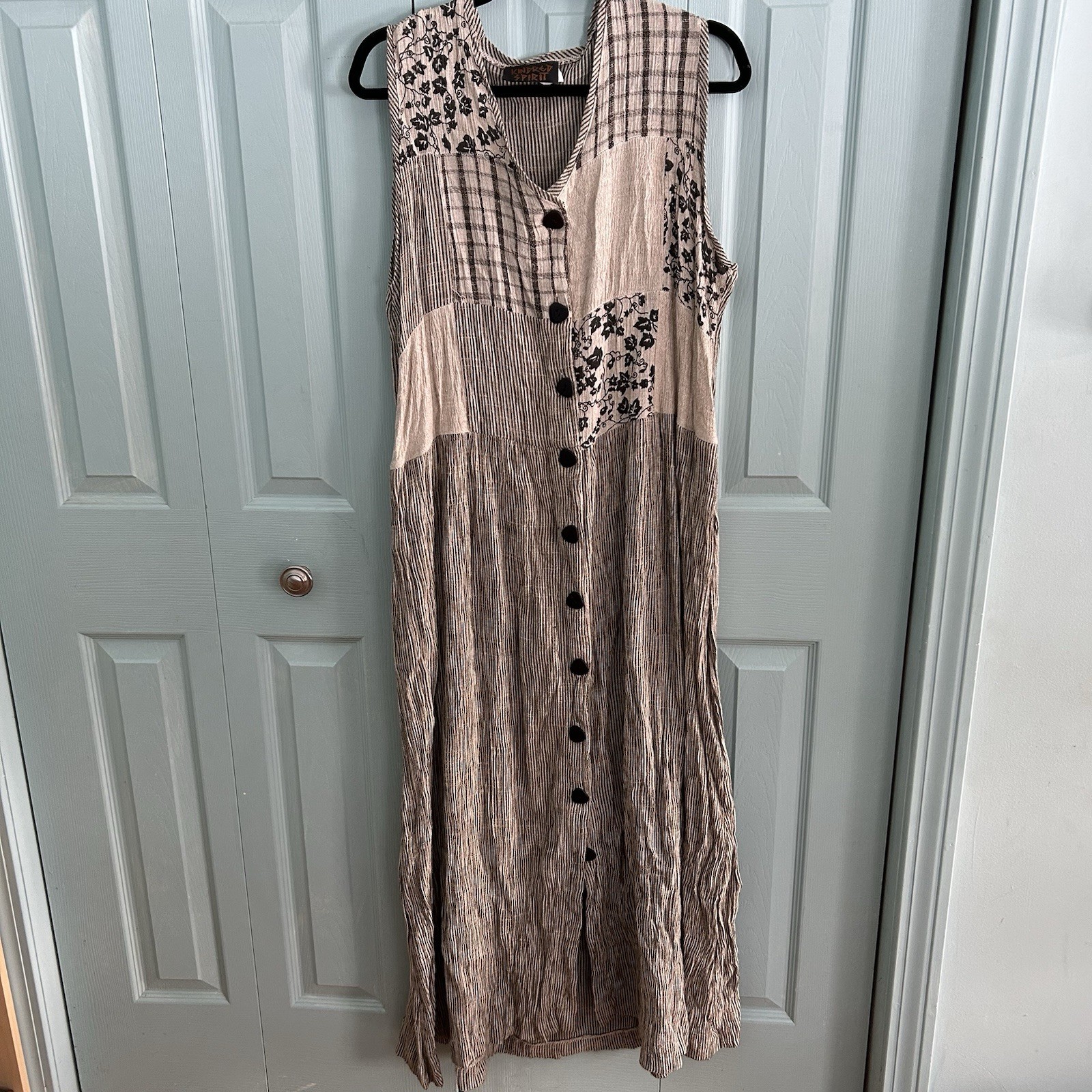 Kindred Spirit Boho Patchwork Button Front Sleeve… - image 1