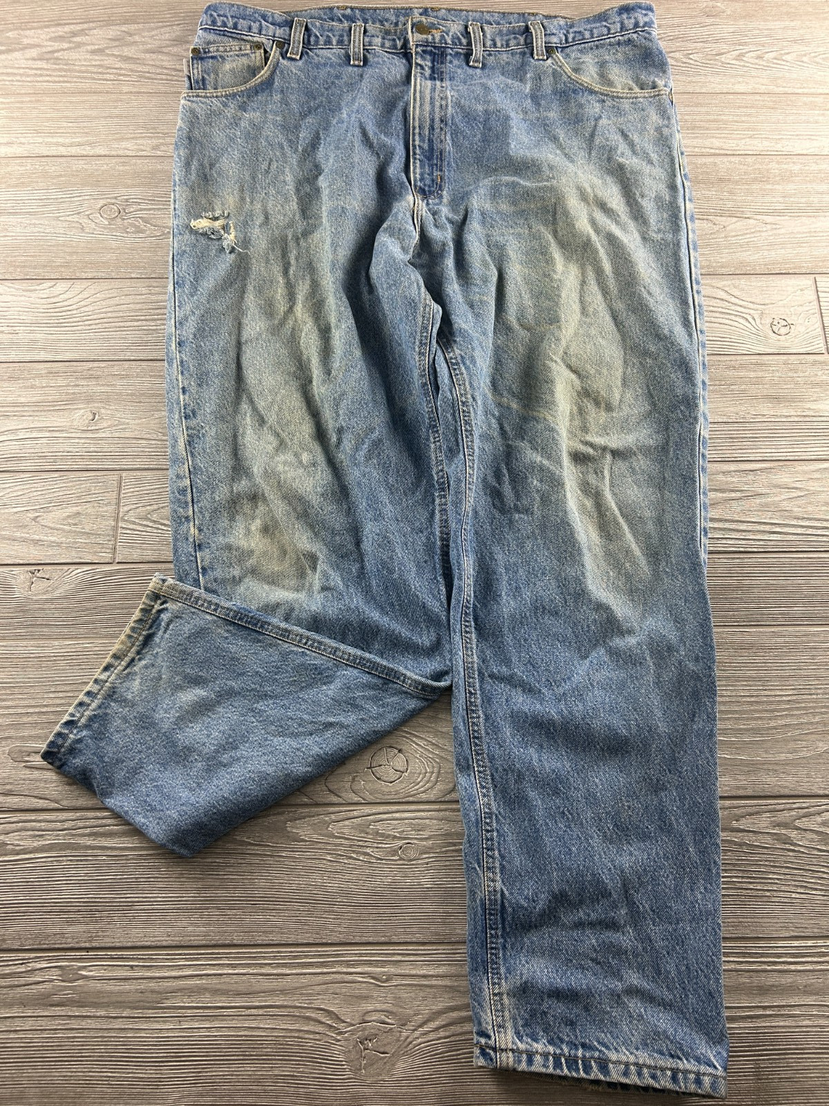 's Blue Denim Relaxed Fit Tapered Leg Work Pants