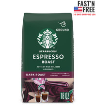Starbucks Espresso Roast, Ground Coffee, Dark Roast Hot or Iced Coffee, 18 oz