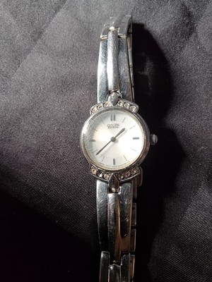 CITIZEN Eco-Drive Women's Diamond Bezel Silver Case & Dial Quartz Wrist Watch 
