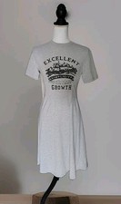Darby Women T Shirt Dress Heather Gray Midi Short Sleeve Size S Excellent Growth