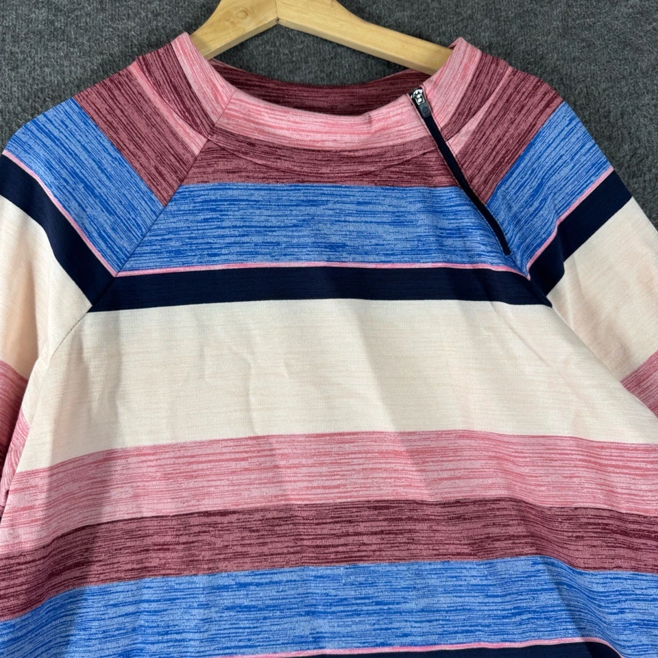 T by Talbots Women’s 2X Pullover Lightweight Striped Zip Detail Athleisure - Image 2 of 4