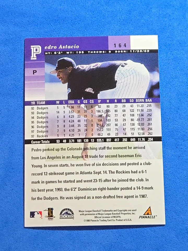 1998 Pedro Astacio Pinnacle Plus #164 - Image 2 of 2