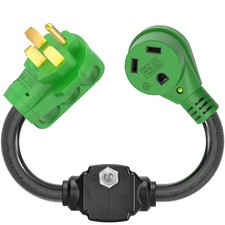 Overload Protector 50 Amp to 30 Amp RV Adapter Cord with Circuit Breaker,