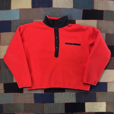 Vintage 90s The North Face Red Snap Neck Fleece Pullover XL