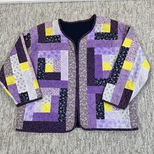 Multicolor Quilted Patchwork Boxy Open Front Cardigan Jacket No Size Cottagecore