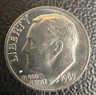 1969 P Roosevelt Dime Uncirculated Philadelphia Mint 10C Coin