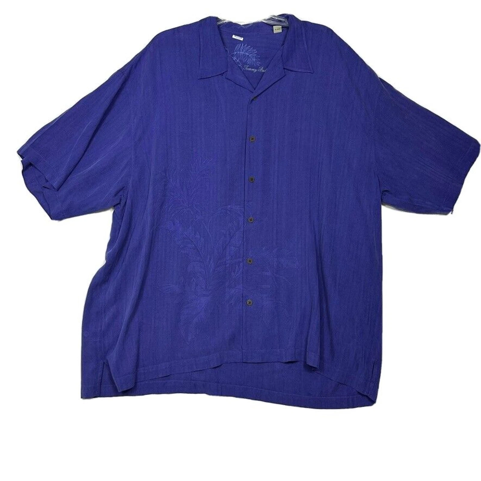 Tommy Bahama XXL Shirt Mens Blue Silk Hawaiian Short Sleeve Button Up Tropical
