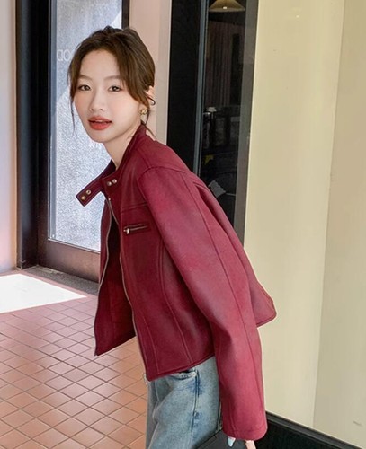 Women's Punk Short Coats buttons Fashion Faux Leather Jacket Autumn Spring date - Bild 6 von 9