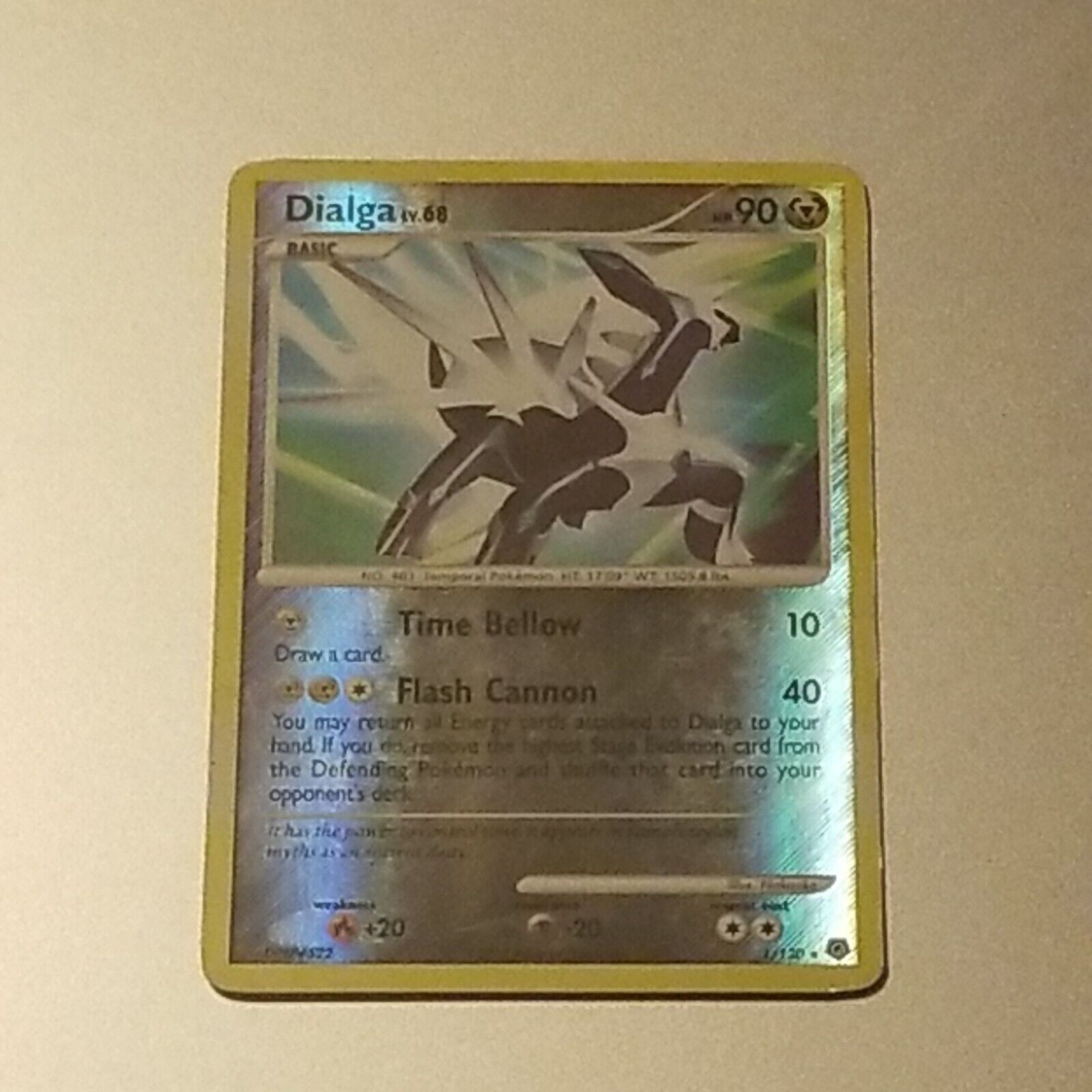 Pokemon Card Dialga LV.68 Diamond & Pearl 1/130 HEAVILY PLAYED Reverse Holo  Rare