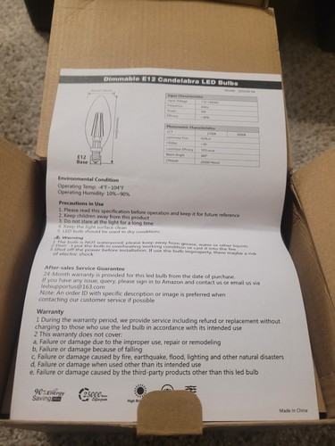 E12 LED Dimmable 4w 12 Piece Set 2700k - Picture 5 of 7
